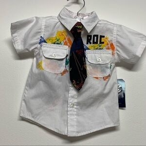 Rocawear | Size 18M |White Shirt/Paint Splatter Tie "New Roc City" Kid Shirt NWT